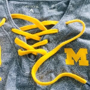 U OF MICHIGAN LONG SLEEVE LACE UP FRONT! Rare med